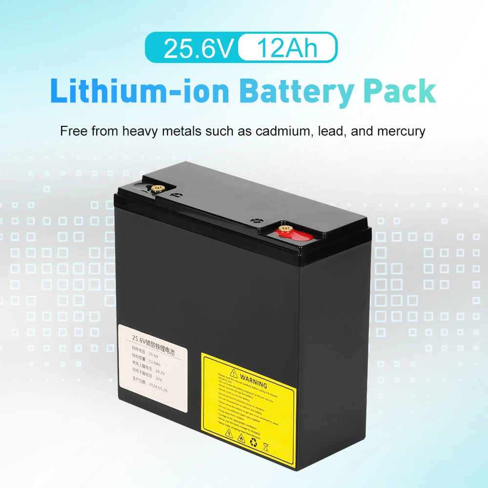 High-Power 24V 25.6V 12AH Lithium Ion Battery Pack Stock Replacement for Lead-Acid with Compatible Interface Power Supply