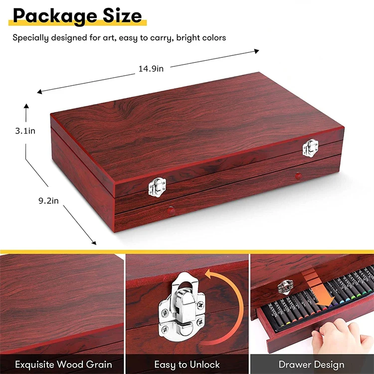 Professional 140pieces Deluxe Art Set In Wooden Box With Crayons Oil