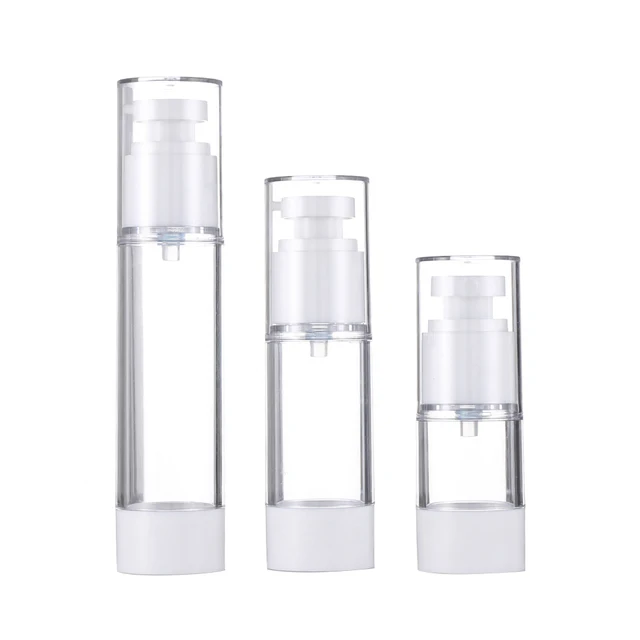 Popular selling Airless 15ml 30ml 50ml AS cylinder-shaped airless press pump bottle