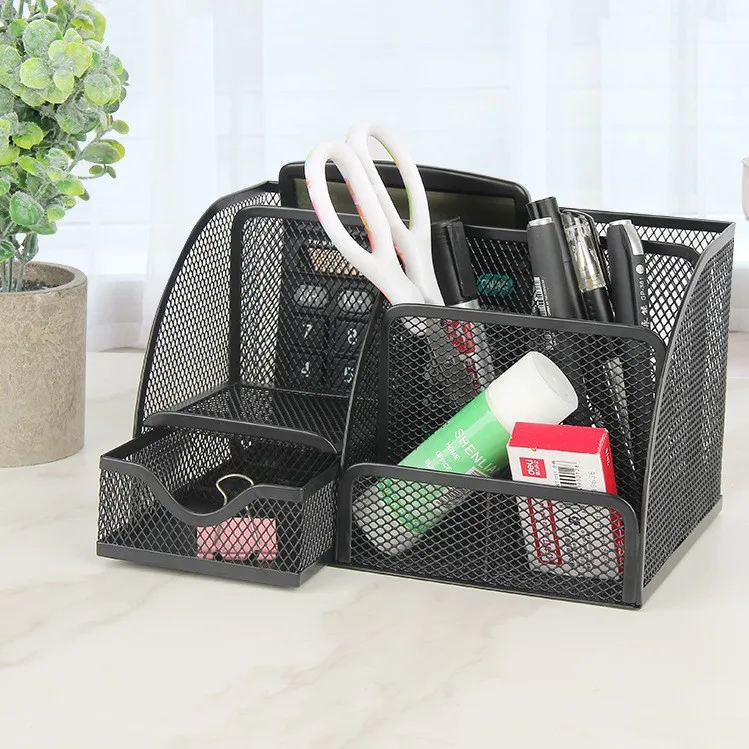 Большой Вместительный квадратный держатель для карандашей рабочего стола многофункциональный металлический сетчатый ручек с ящиком Настольный