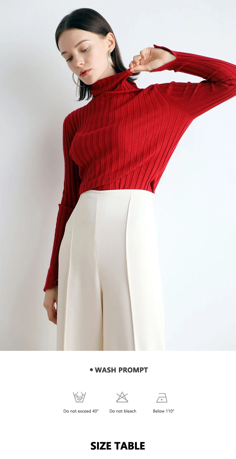 High Quality Basic Pattern High Collar Solid Color Pullover Ribbed Slim