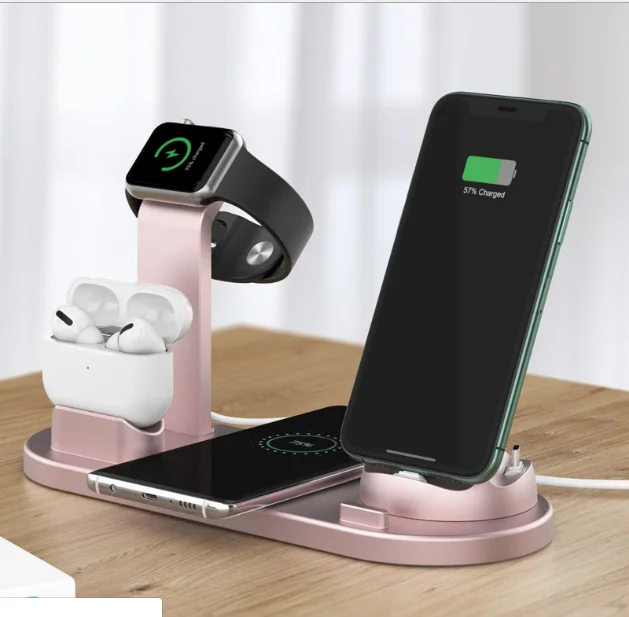 6 в 1 настольный мобильный телефон Беспроводное зарядное устройство подходит для всех видов смарт часы Bluetooth гарнитура мобильного