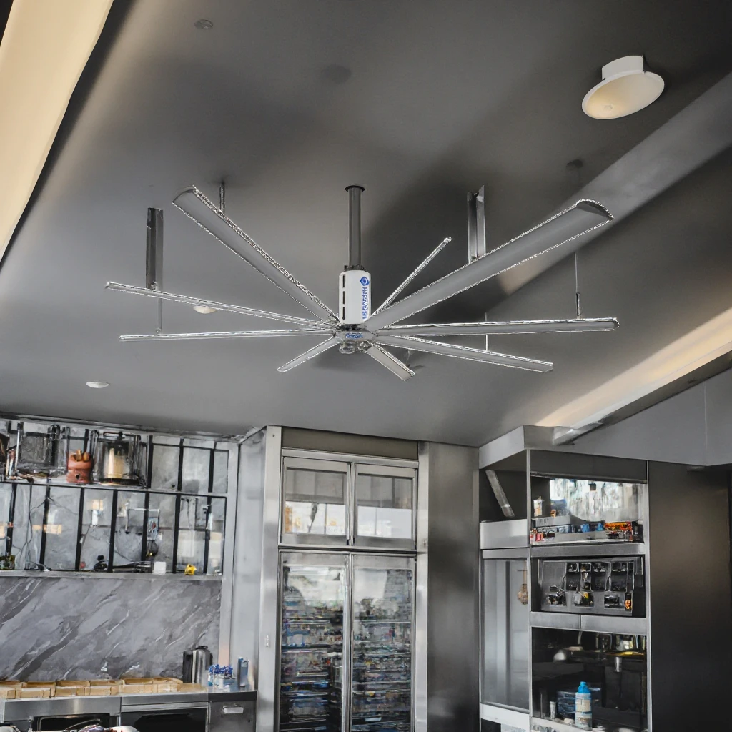 Industrial Giant HVLS Ceiling Fan with Gear Motor Ceil  Low Noise Electric AC 220V for Factory Construction Manufacturing Plant