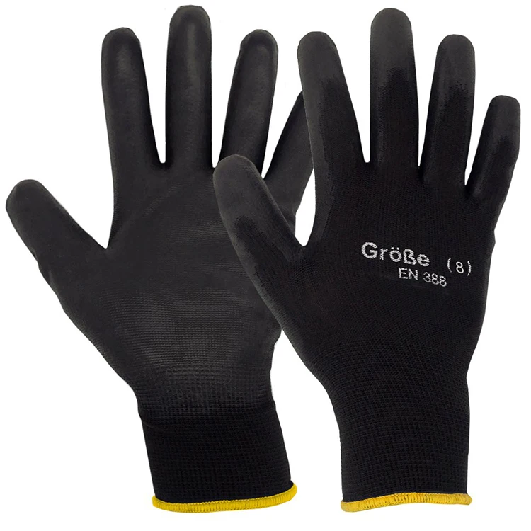 
Safety Products Nylon Work Gloves with Polyurethane Coating Assembly Gloves Nylon Gloves 