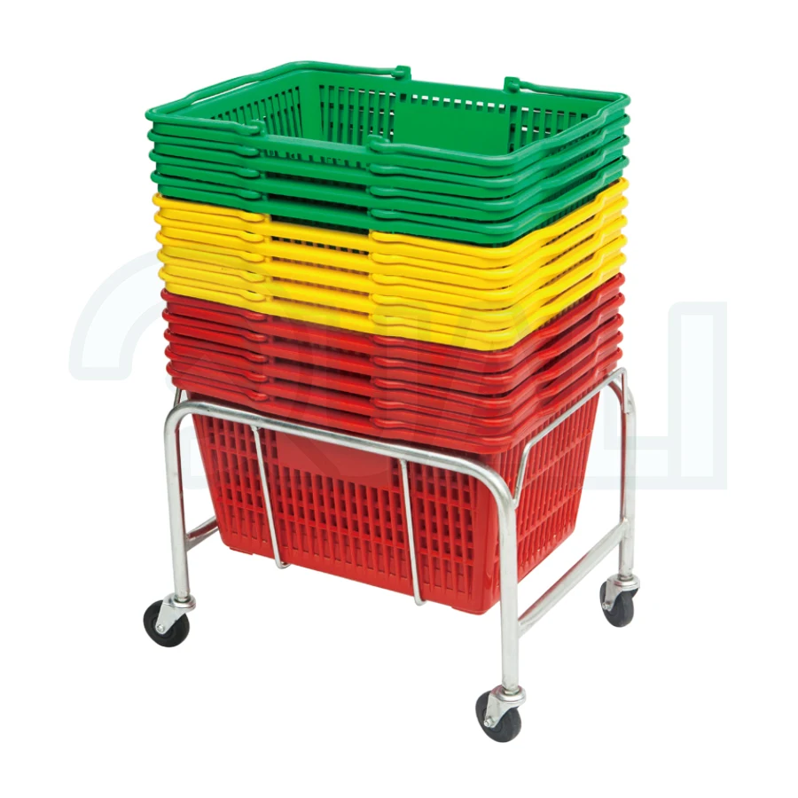 Quali Low Amount Plastic Shopping Handle Basket With Double Metal Handle