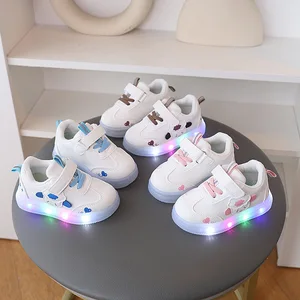 Wholesale Baby Board Shoes LED Luminous Casual Sheep Cartoon Shoes Slip-On Sneakers Sports Shoes for Infant