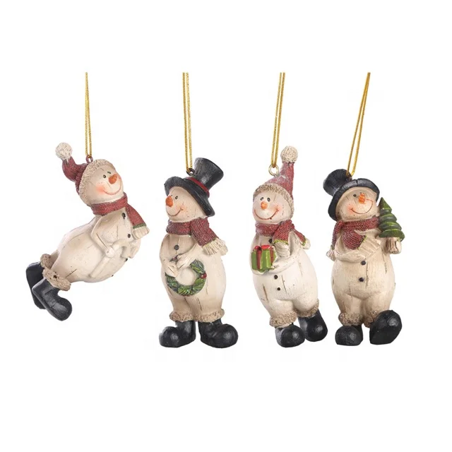 Conjunto de decoração de Natal de alta qualidade personalizado Enfeites em resina artesanais com boneco de neve fofo Suprimentos de Natal e feriado para atacado