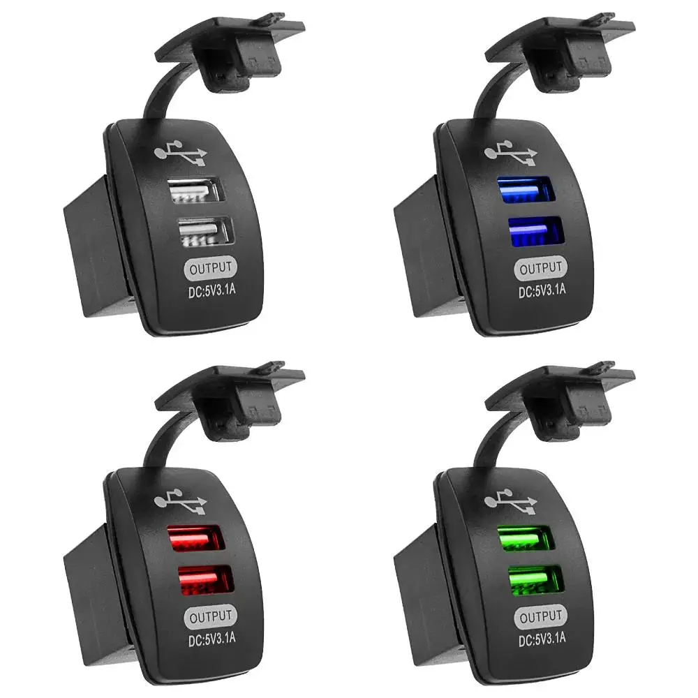 2 Port 12v Charger Dual Usb Socket 3.1a A19 Panel Mount 2.1a For Car