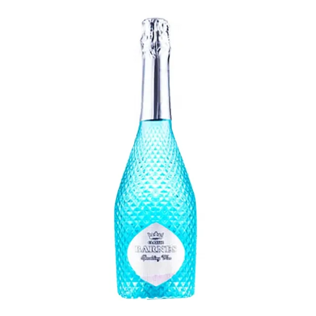 Campanilla la seguridad página Source Botella de vino azul brillante y champán, transparente, l750ml on  m.alibaba.com