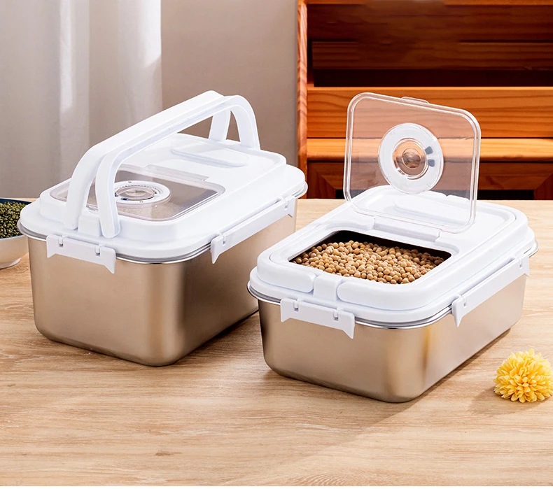 Moisture Proof Sealed Stainless Steel Rice Storage Container