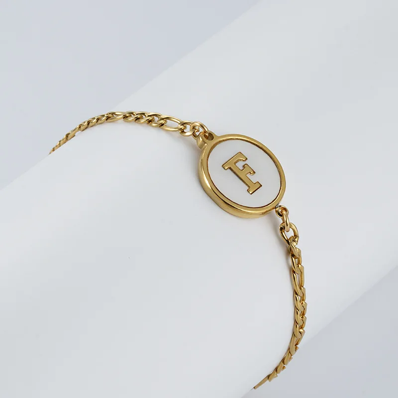 Women Chain Stainless Steel Initials Bracelet Coloured Round Shell Initial Letter  a to Z Jewellery Alphabet Charm Bracelets - China Letter Initials Round  Bracelets and Letter Bracelets price