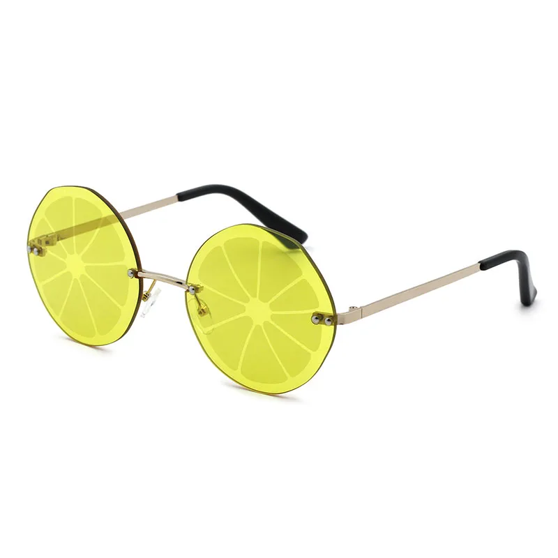 VIFF HM21445 Yellow Lemon Slices Rimless Sun Glasses Fashion Party Favor Sunglasses
