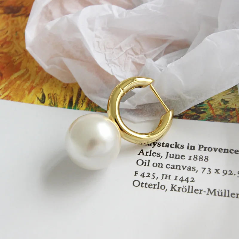 2021 hot custom charms for jewelry 14k pearl earring 18k gold solid jewelry brass earring women(图1)