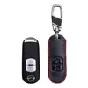 Black leather Red sewing thread - 2 buttons