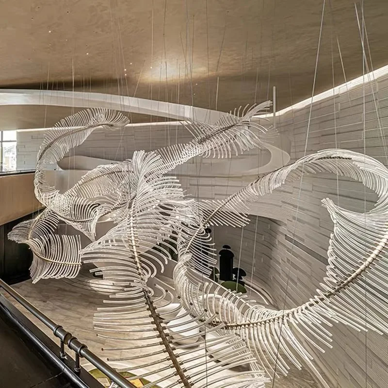 Factory Custom Commercial Space Wedding Modern Project Ktv Led Living Room Large Gold Long Shape Chandelier