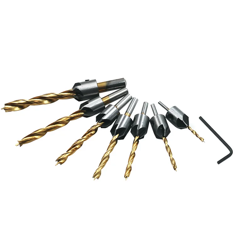 3/4/5/6/7/8/10mm Hss Countersink Drill Bit Set Reamer Woodworking