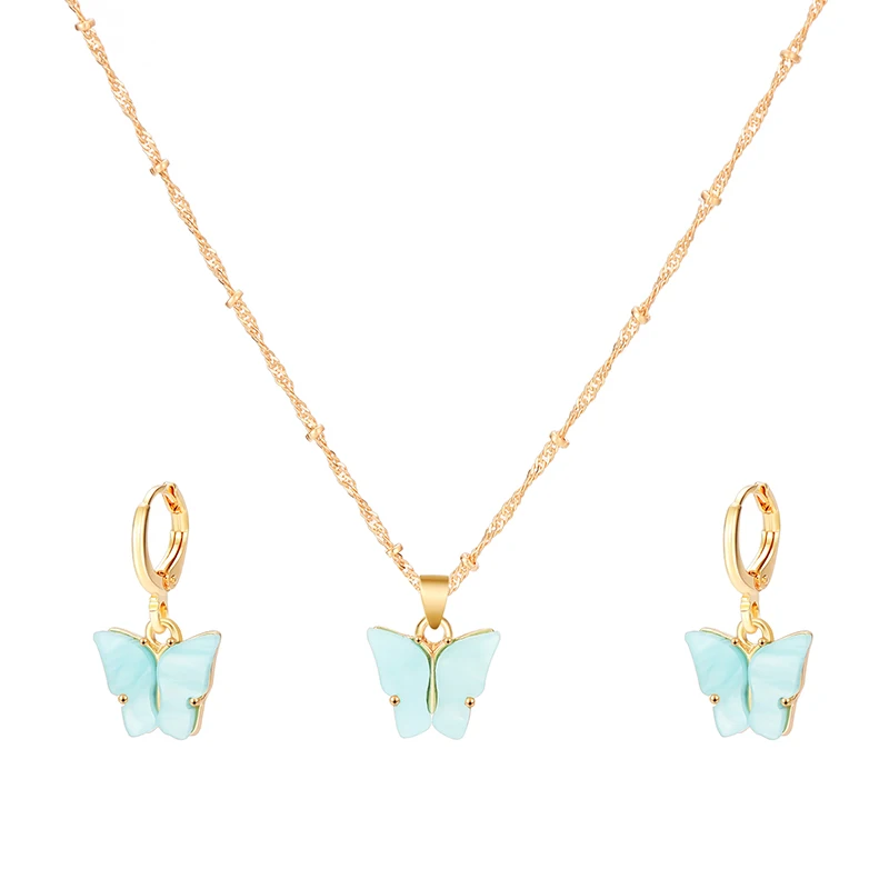 Popular Butterfly Set Women Pendants Custom Gold Jewelry Fashion Necklace