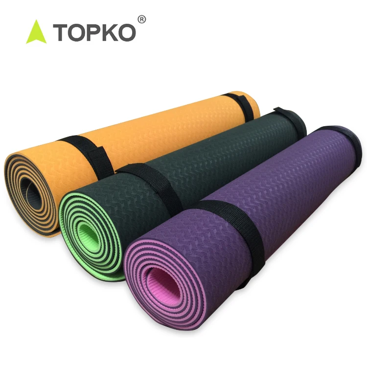 TOPKO  Exercise Anti Slip Eco Friendly Yoga Mat 4mm,5mm,6mm,8mm Thick Double Layer TPE Yoga Mat