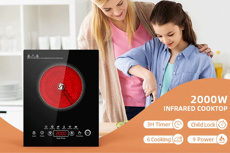 U.S.A UK Hot Sale Electric Infrared Cooktop Single burner for Home Hotel Ceramic Stove CB CE Certificate Infrared Cooker