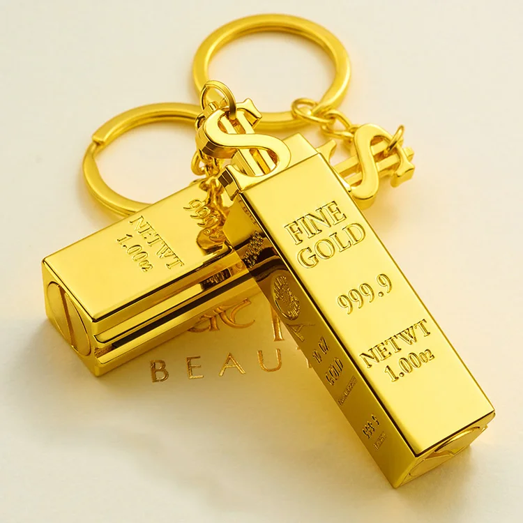 Creative Portable Gold Bar Shaped Lighter Match Key Chain Vintage ...