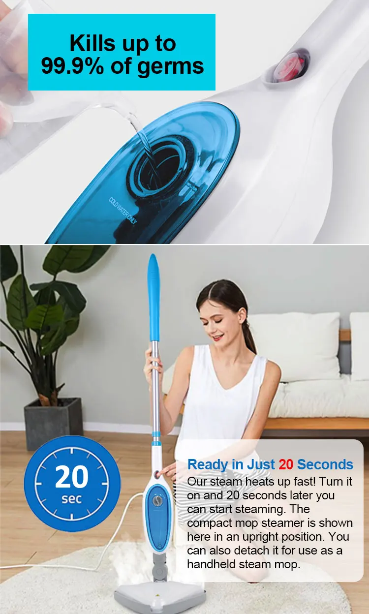 Portable Steamer Mop 10 In1 Triangle Head Handheld High Temperature 