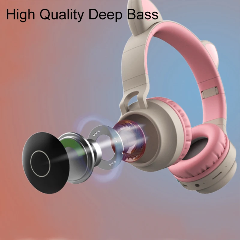 Wireless Bt Headphones For Kids With Cat Ear Design, Active Noise