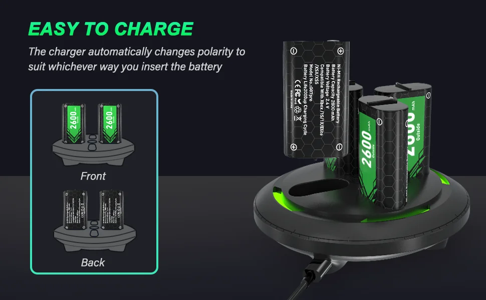 4x2600mah Xbox One Controller Battery Pack High Capacity Rechargeable