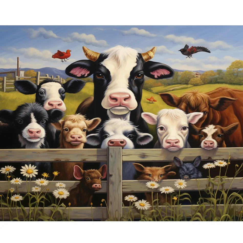 Diamond Painting Kit Vache 5D - Broderie Diamant 30x40cm, Kit Complet Pour Adultes Et Enfants