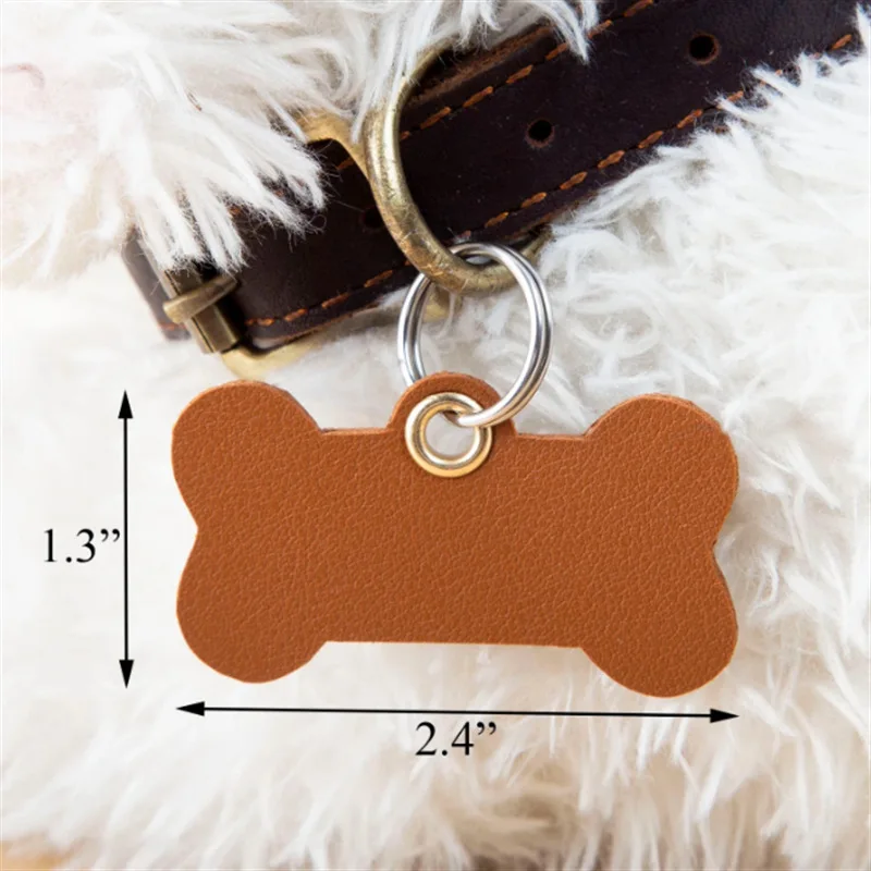Custom Logo Dog Tag Pu Leather Pet Id Name Tag Pets Suppliers Engraved