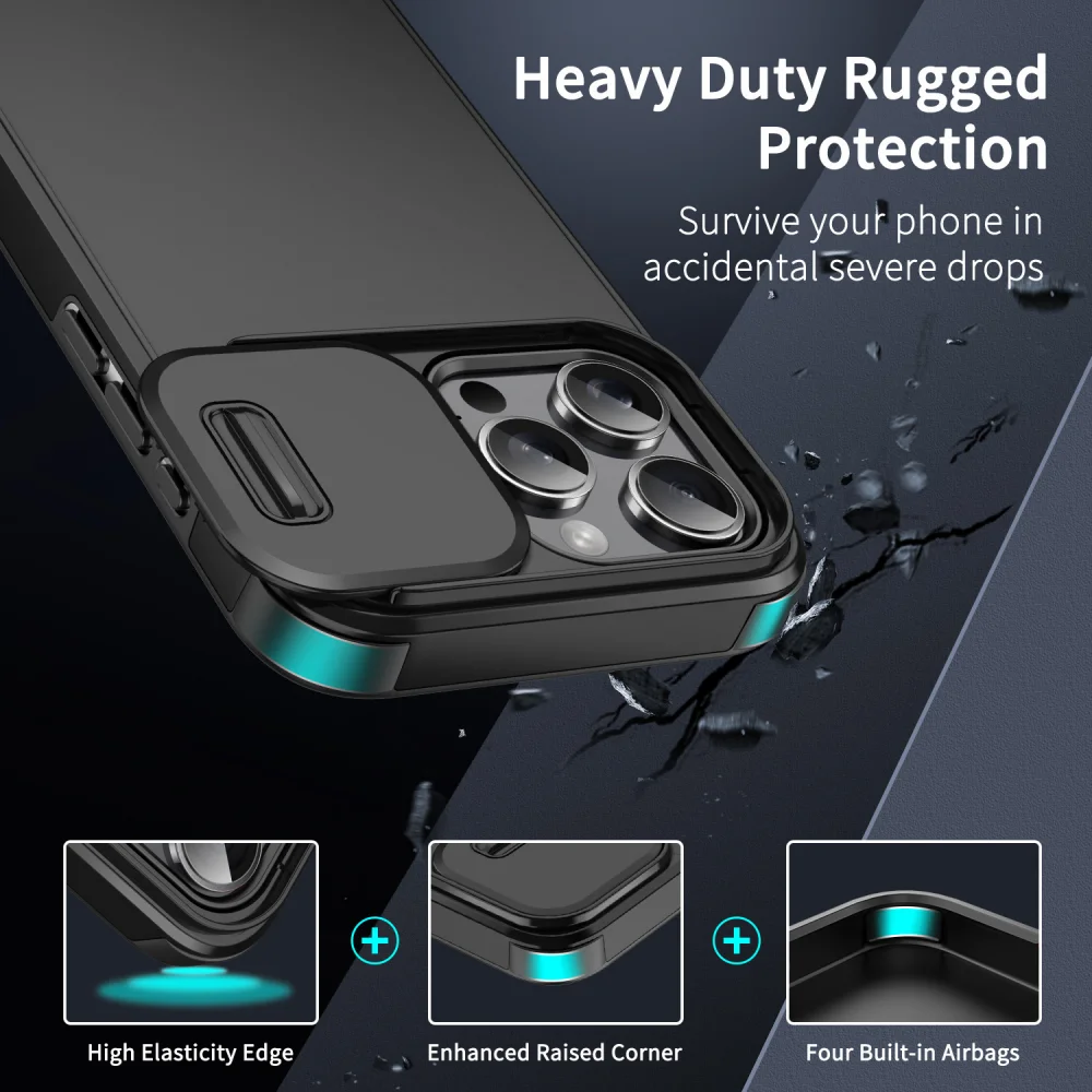 product laudtec luxury dual layer slide armor shockproof dual layer slide casing back cover for iphone 15 pro max camera protector-7