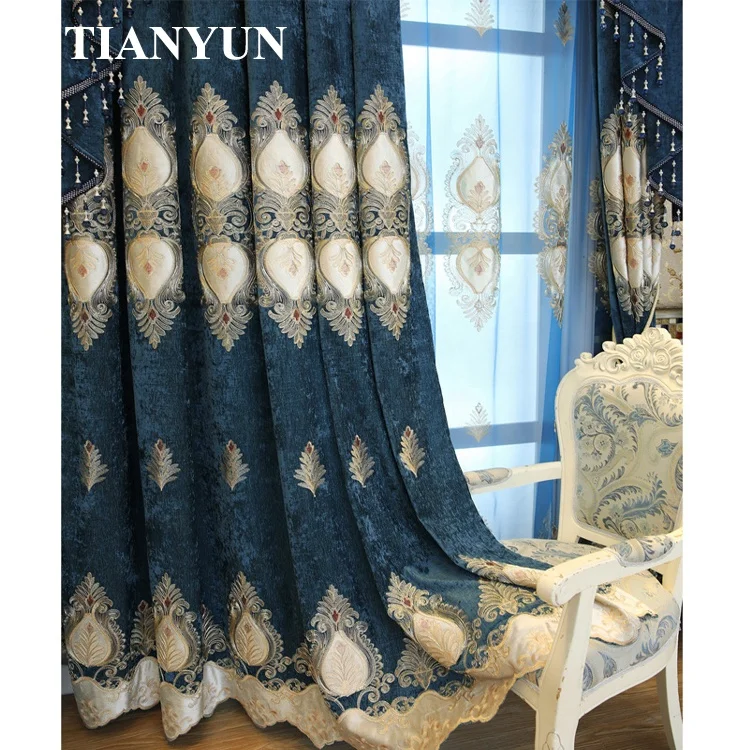 Customized Macrame Curtain Turkish Luxury European Style Blackout Window Curtains for Sitting Room