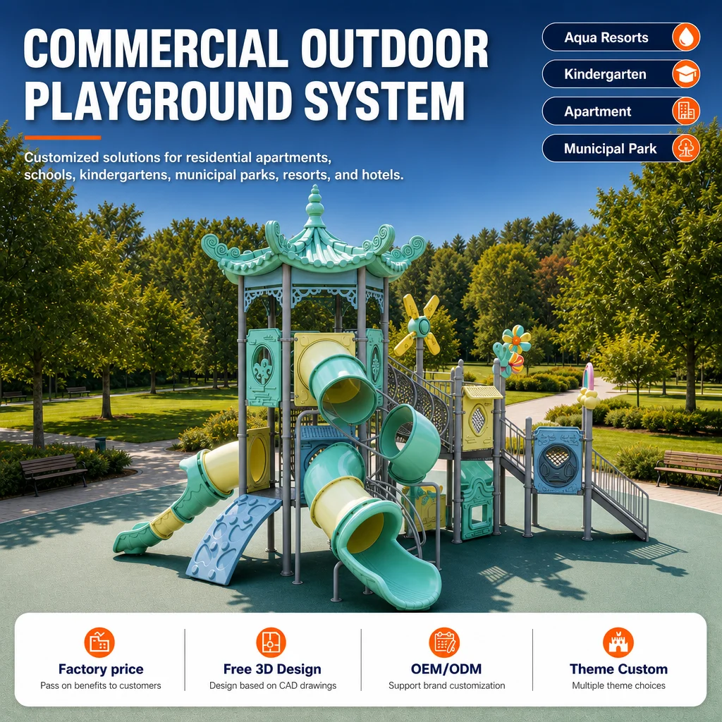 Chinese Style Outdoor Playground Equipment Kids Climbing Frame Slide Swing Set Galvanized Steel CE CPC ASTM Certified OEM Safe