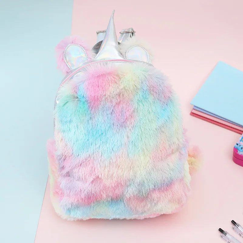 fluffy unicorn school bolsa