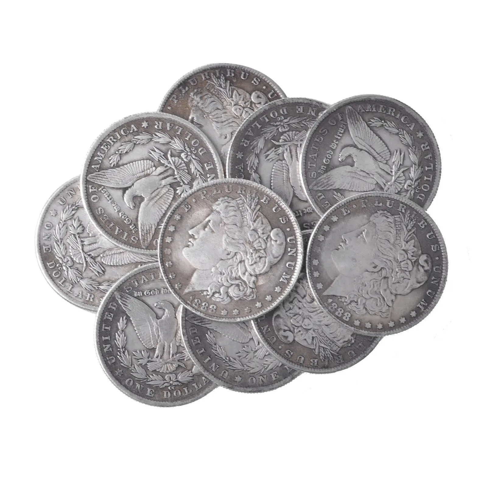 
 1888 стальной Монетный доллар Моргана (3,8 см), волшебные фокусы, волшебные аксессуары, памятные коллекционные монеты  