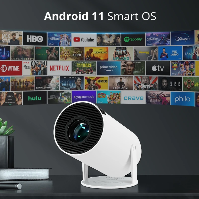 Hotack Factory Newest HY300pro Smart Android Wifi Projecteur HD Home Theater  Video Proyector Portable Outdoor Mini 4k Projector