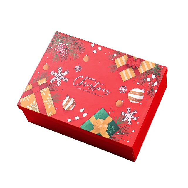 Christmas Gift Box with Color Printed Heaven & Earth Cover Folding Paper Gift Box with Scarf Gift Bag