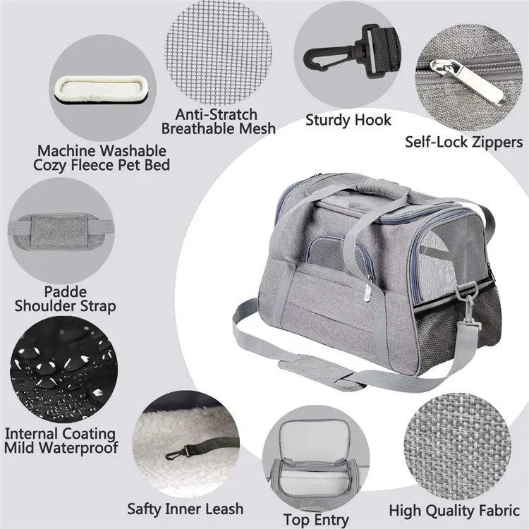 product high quality portable pet carrier cat dog carrier pet bag with soft mat for small animals waterproof-49