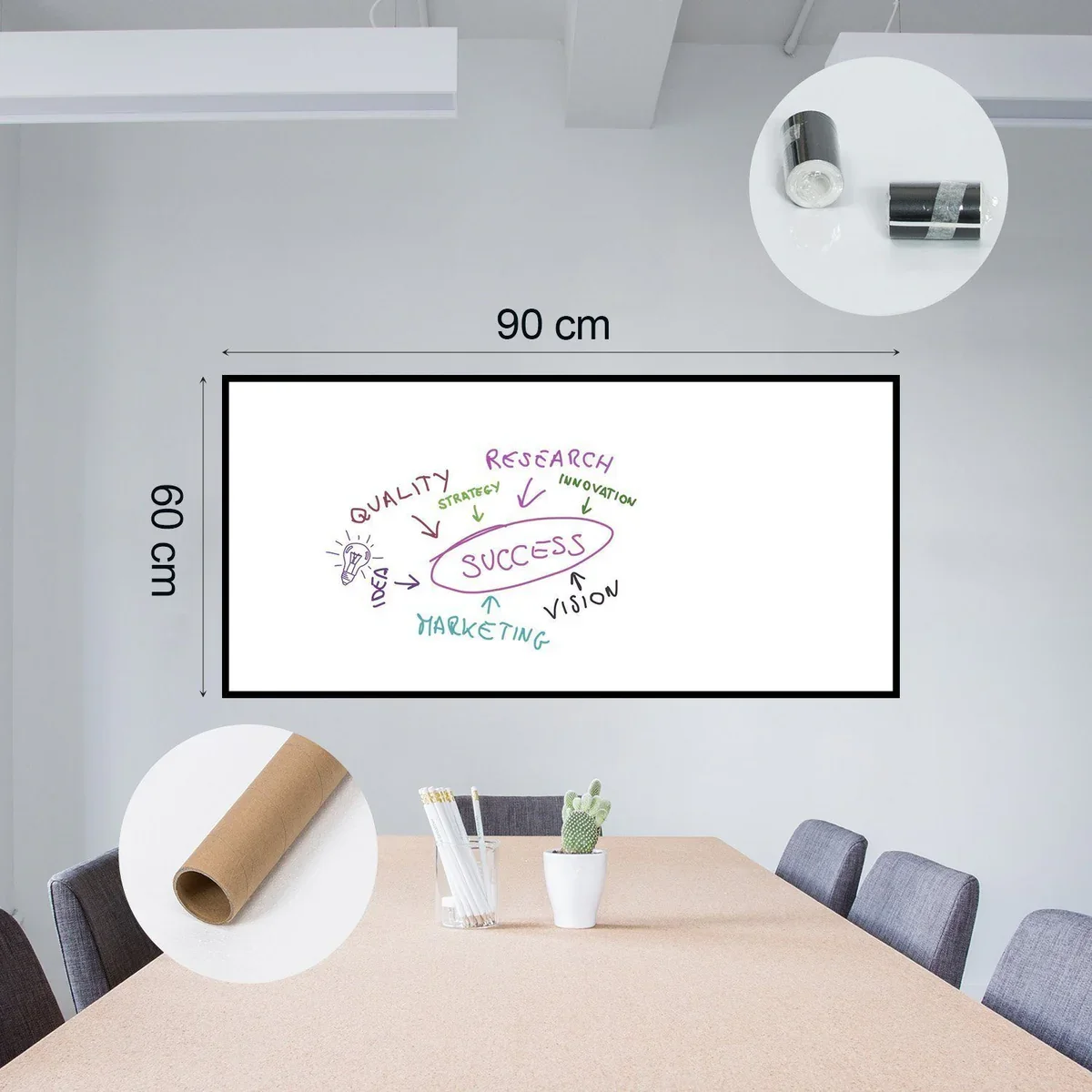 TREES Ez-Whiteboard Magnetic Square Flexible Easily Replaceable Magnetic Rewritable Area