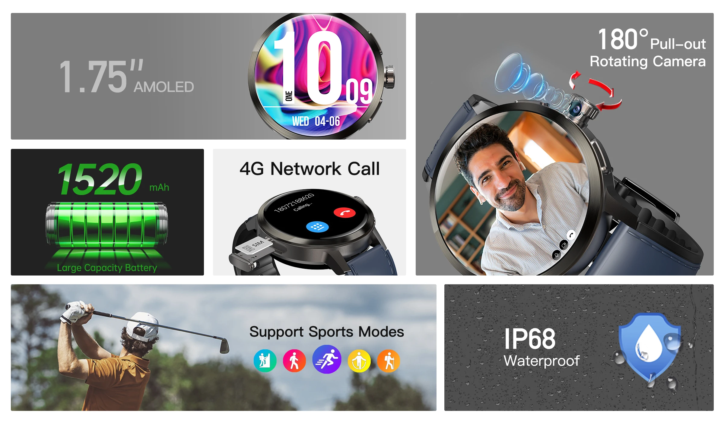 Chinese factory supplier supply  2025 Global Version Dm82 Android 4g Sim Card Smartwatch 1.75