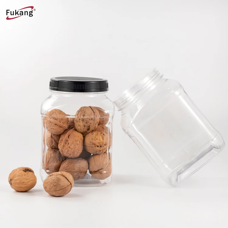 Clear Airtight Peanut Butter Snack Round Plastic Jars With Lids 38oz 1120ml  1000g