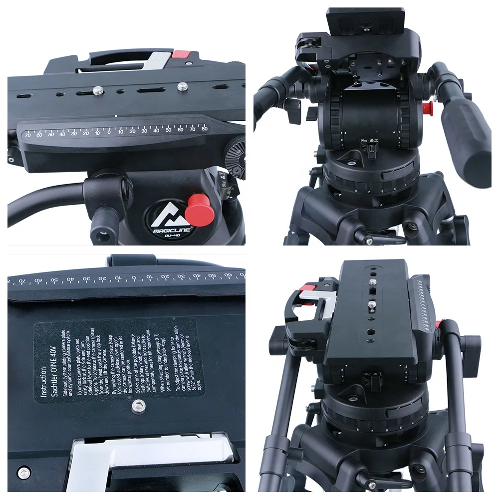 MagicLine Photographic Equipment Broadcast Heavy Duty Video Camera Tripod System With 150mm Bowl Cine 30 Fluid Head Kit
