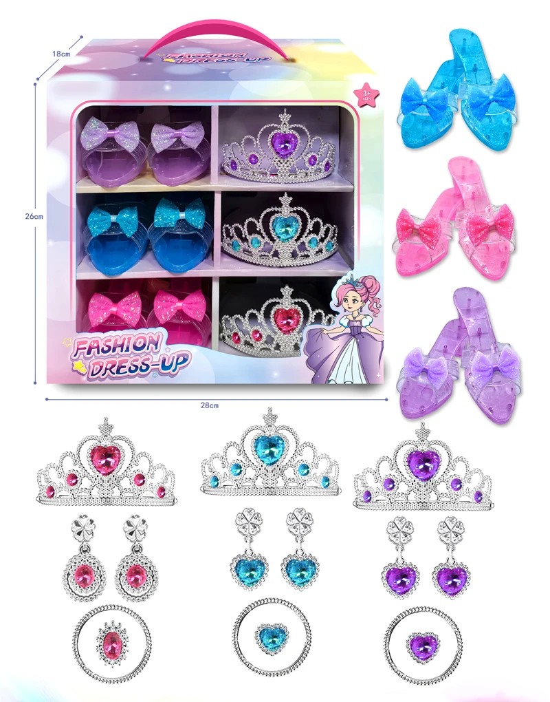 Princess Role Play Toy Set Dress Up Girl Toy Set Party Jewelry Dress