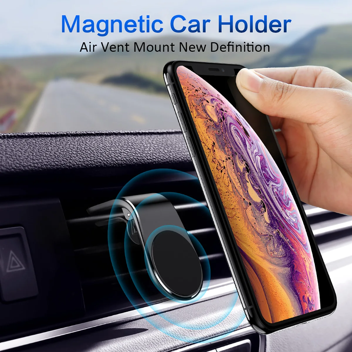 Supporto magnetico per telefono da auto, fisso in alluminio, per uso generale, tipo L, clip per bocchetta dell'aria, mini supporto per smartphone da auto._voghion.com
