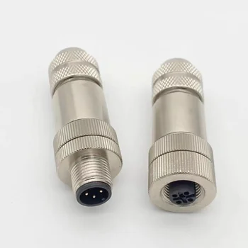 CANopen Connector M12 Straight Male Female Metal Shielded 4 Position A Code Circular M12 Connector