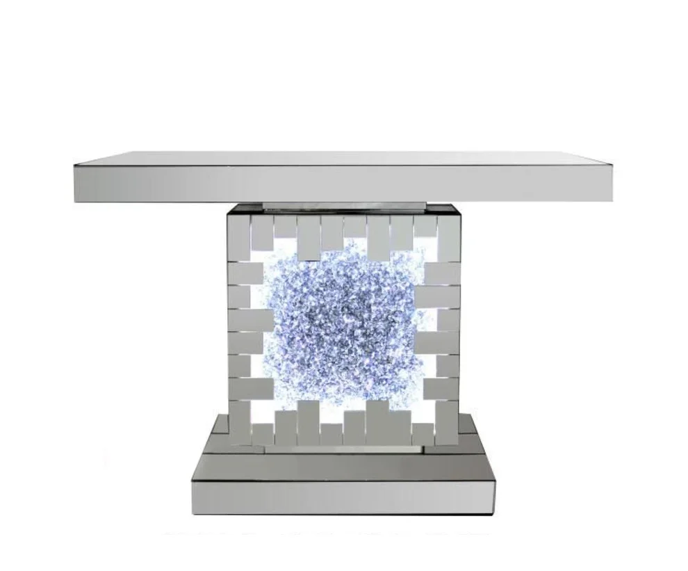 ホット販売ミラーLEDコンソールテーブルスパークルクラッシュ