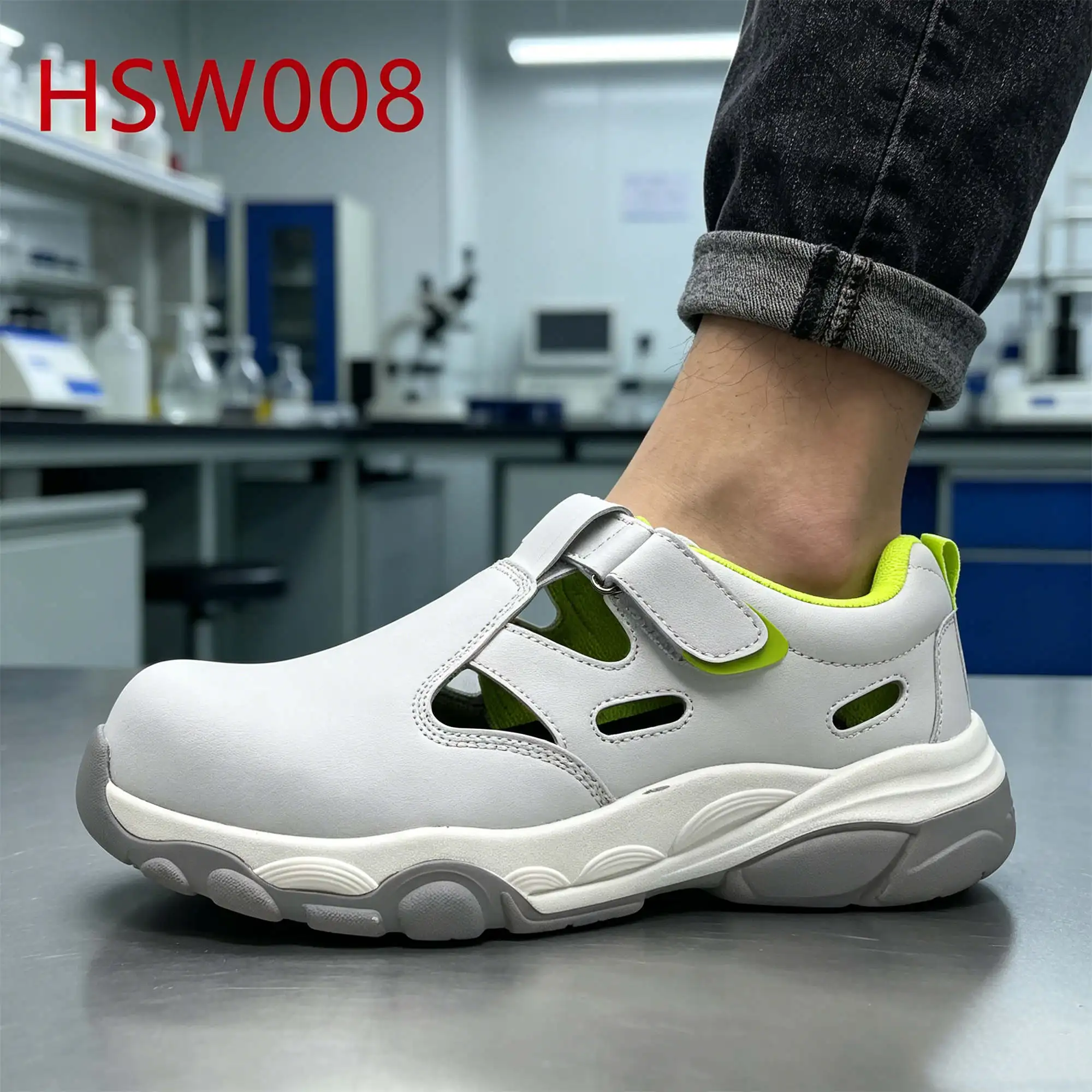 ZYF,Medical Center Anti-acid&alkali Outsole White Safety Shoes Pharmaceutical Standard Germ&Static Proof Work Clogs HSW008