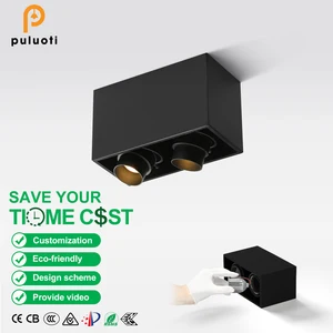 PULUOTI CE/S/SAA/BIS Approved GU10 Spotlight Lampystem Surface Mounted 2-Head Ceiling Light for Living Room Exhibition Hall