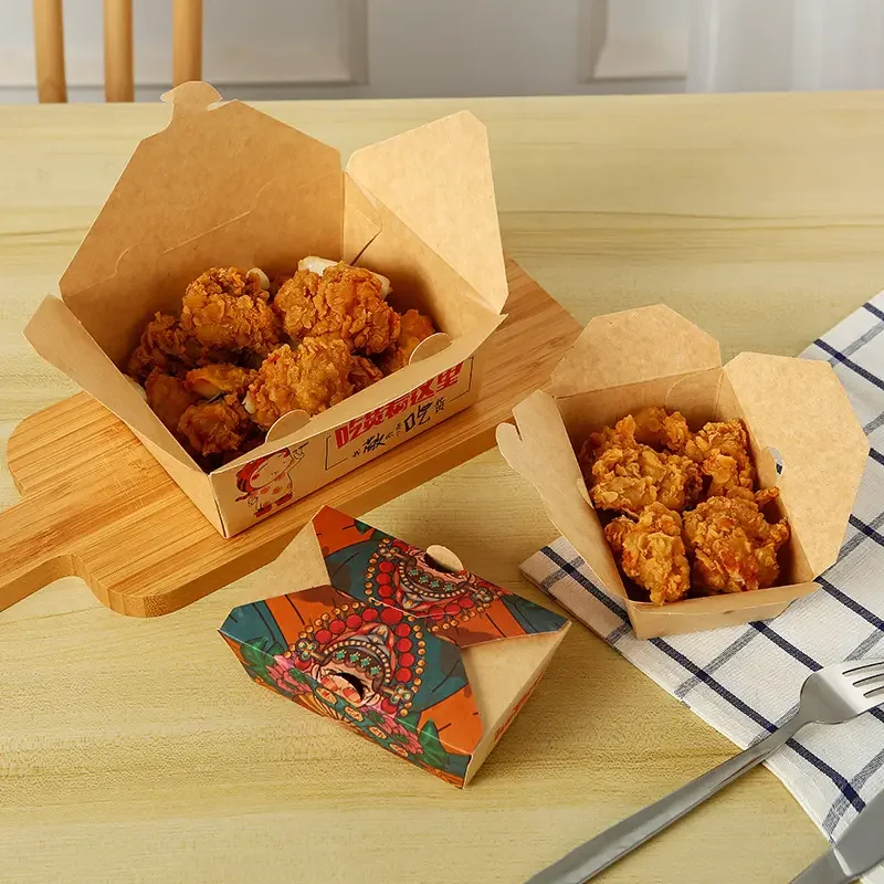 Customized Logo Grease Leak Resistant Bio Paper Lunch Boxes for Sushi and Noodles Takeout To-Go Food Containers