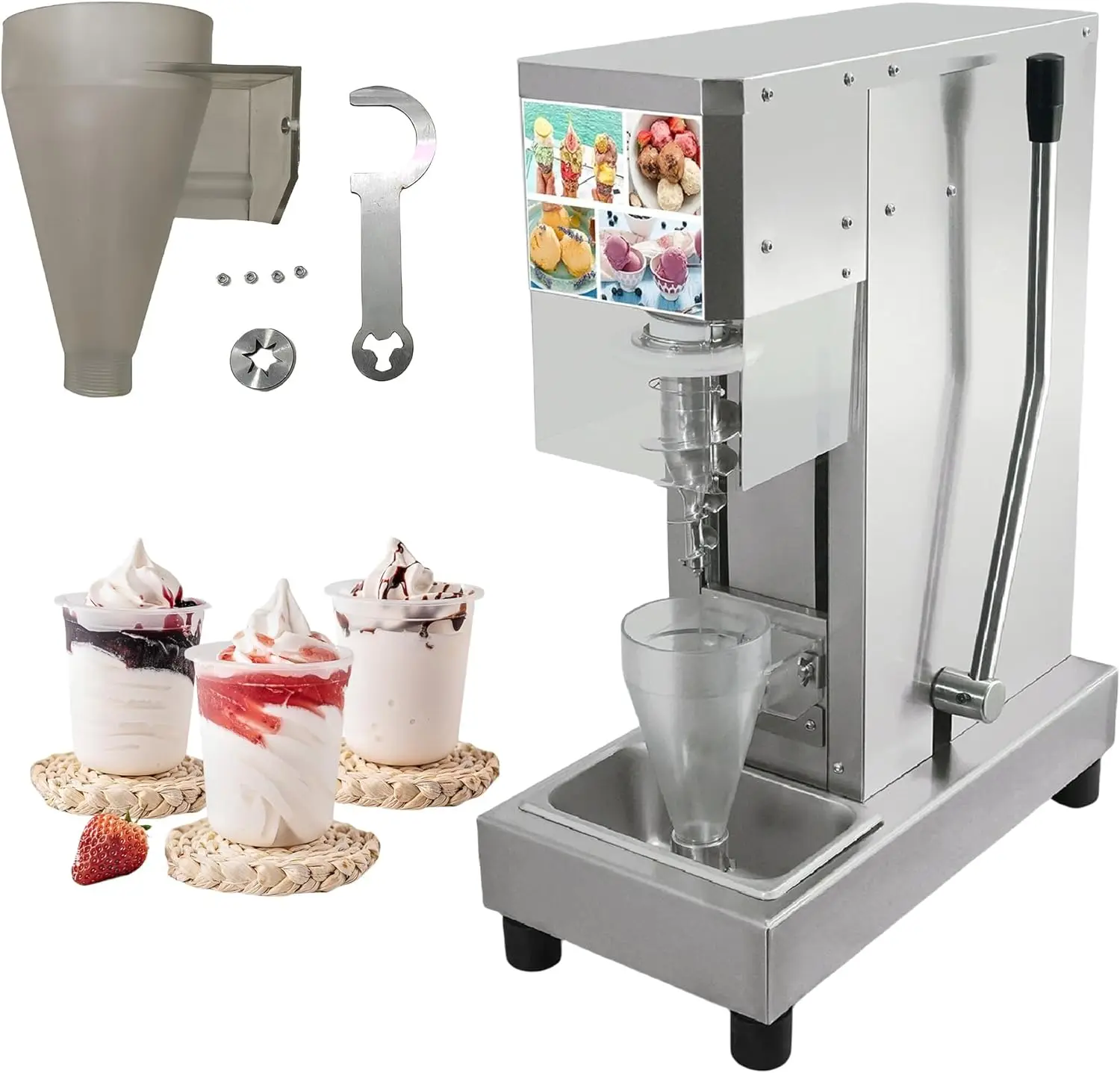 Auto Swirl Fruits Ice Cream Machine Auto Swirl Frozen Yogurt Ice Cream  Mixer Real Fruit Swirl