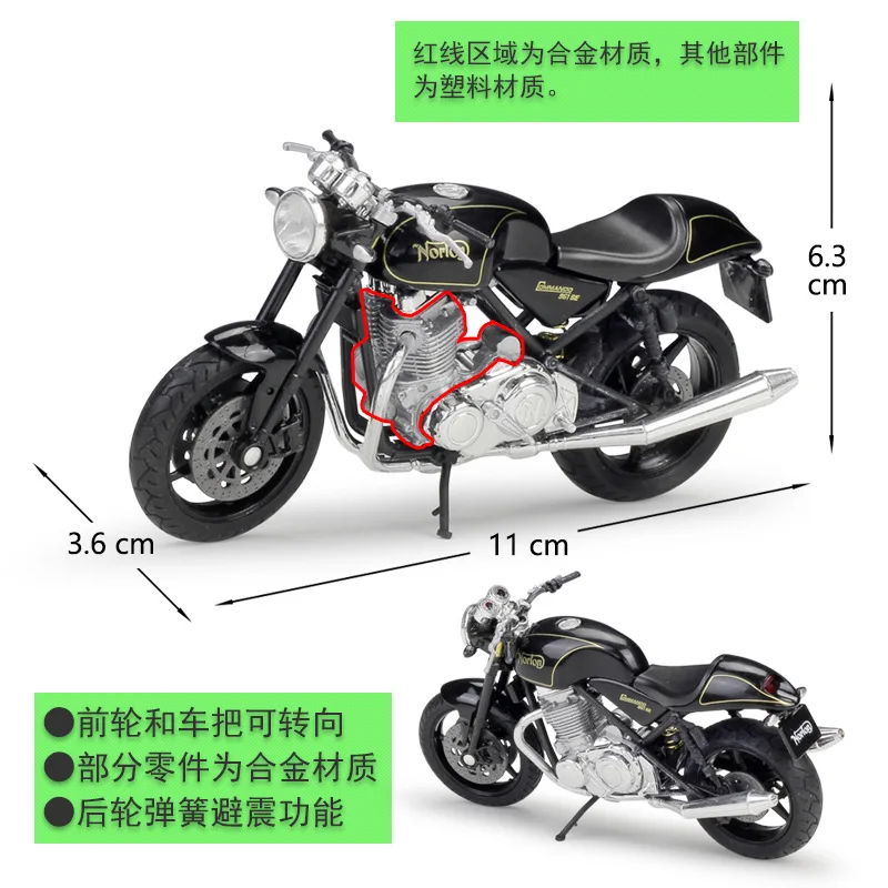 Welly 1/18 Diecast Toy Motorcycle Norton Commando 961 SE